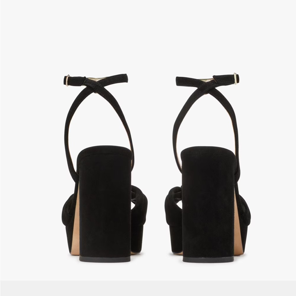 Kate Spade Confetti Platform Sandal Heels Black Suede Size 6.5 - Picture 3 of 13
